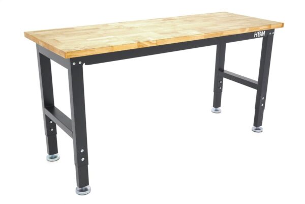 HBM 152 Cm. Professionele In Hoogte Verstelbare Werkbank Met Massief Houten Werkblad - Image 2