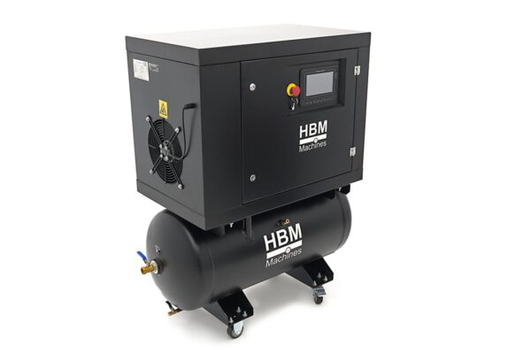 HBM schroefcompressor 5 pk gecombineerd met 160 liter luchttank