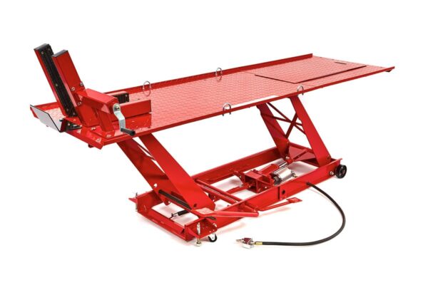 HBM 450 kg Motorheftafel Hydraulisch en Pneumatisch Met Luxe voorwielklem, Rood - Afbeelding 2