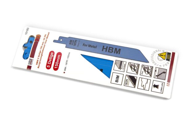 HBM 5 Delige 150 mm. 18 TPI Reciprozaagbladenset Voor Metaal - Bild 3