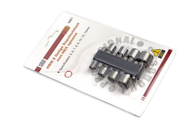 HBM 8 Delige Dopsleutelset met HEX opname - Afbeelding 4