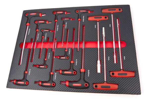 HBM 16 Delige T-Grepenset in Carbon Foam inlay voor Gereedschapswagen - Afbeelding 2