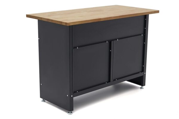HBM 120 cm Werkbank met 4 Laden , 1 Deur en Houten Blad - Zwart - Afbeelding 5