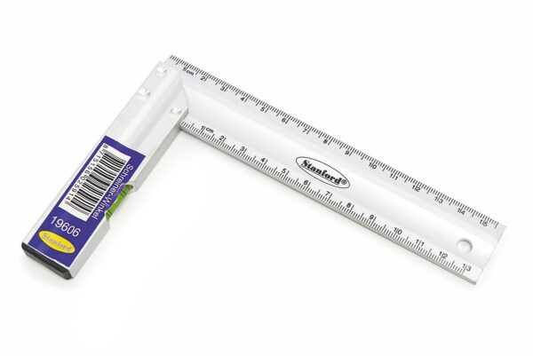 HBM 250 mm. Aluminium Blokhaak, Winkelhaak met Waterpas