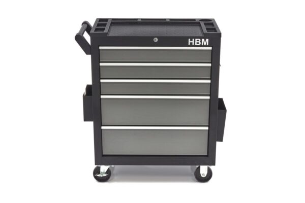 HBM deluxe gereedschapswagen, 5 laden, Klein, zwart, grijs - Afbeelding 2
