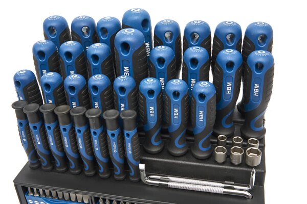 HBM soft grip schroevendraaier-, dopsleutel-, bitset 100-delig - Afbeelding 3