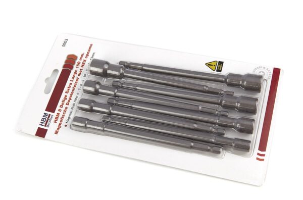HBM 8 Delige Extra Lange 150 mm. Magnetische Dopsleutelset met HEX opname - Afbeelding 4