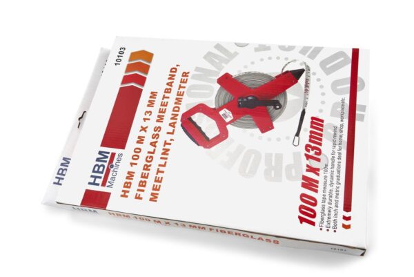 HBM 100 m x 13 mm Fiberglass Meetband, Meetlint, Landmeter - Afbeelding 9