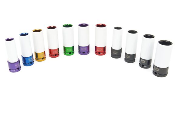 HBM 11 Delige Professsionele 1/2" Lange Krachtdoppenset met Beschermkappen - Image 3