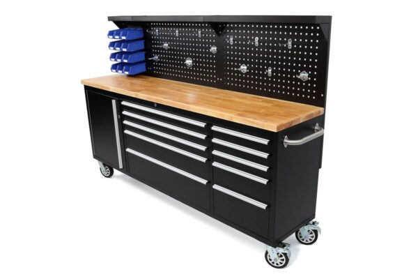 HBM gereedschapswagen met achterwand 215 cm, zwart - Afbeelding 8