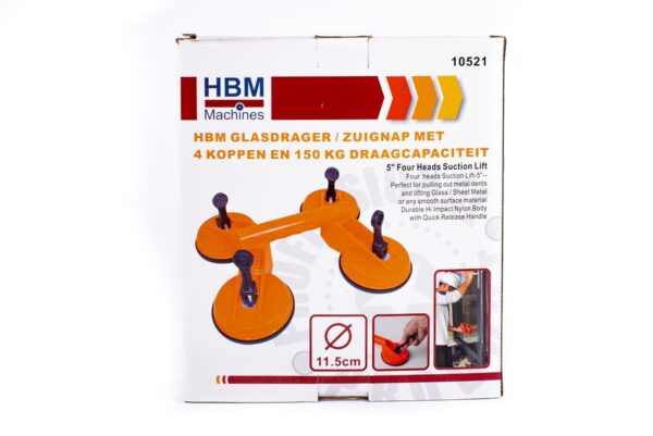 HBM Glasdrager / Zuignap met 4 Koppen En 150 Kg Draagcapaciteit - Afbeelding 3
