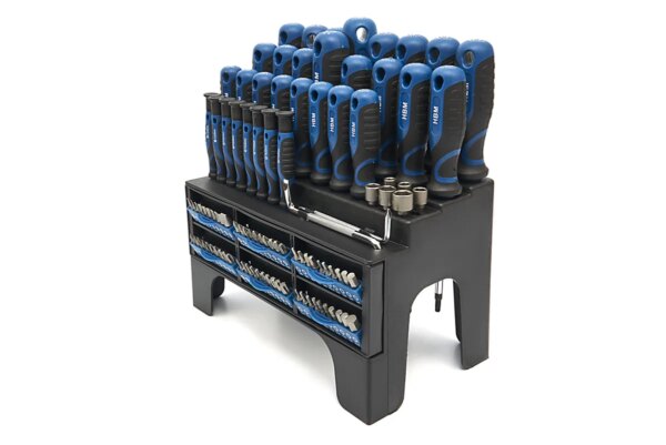 HBM soft grip schroevendraaier-, dopsleutel-, bitset 100-delig - Afbeelding 2
