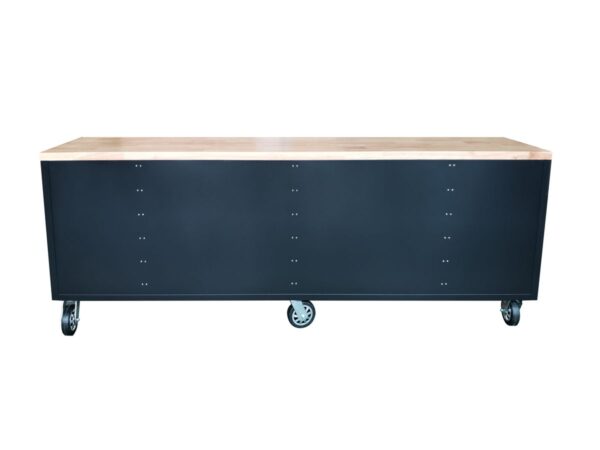 HBM gereedschapswagen met houten werkblad , 258 cm, zwart