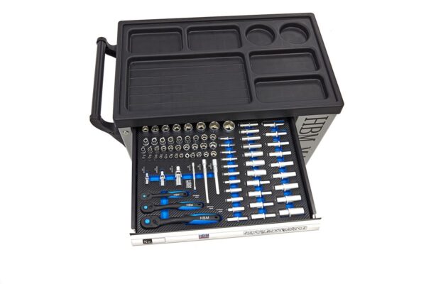 HBM Premium Gevulde Gereedschapswagen met deur - 245 Delig Inch (Engelse) Maten - Afbeelding 12